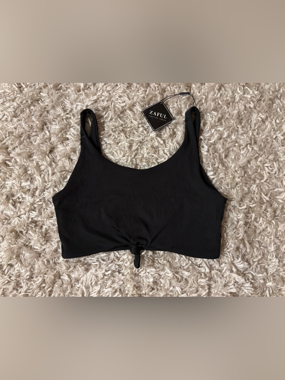 ZAFUL Black Ribbed Crop Tank Top NWT Size US 10 / EU 42